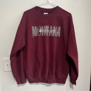 Vintage Montana Grizzlies University of Montana Maroon Red Crewneck Sweatshirt